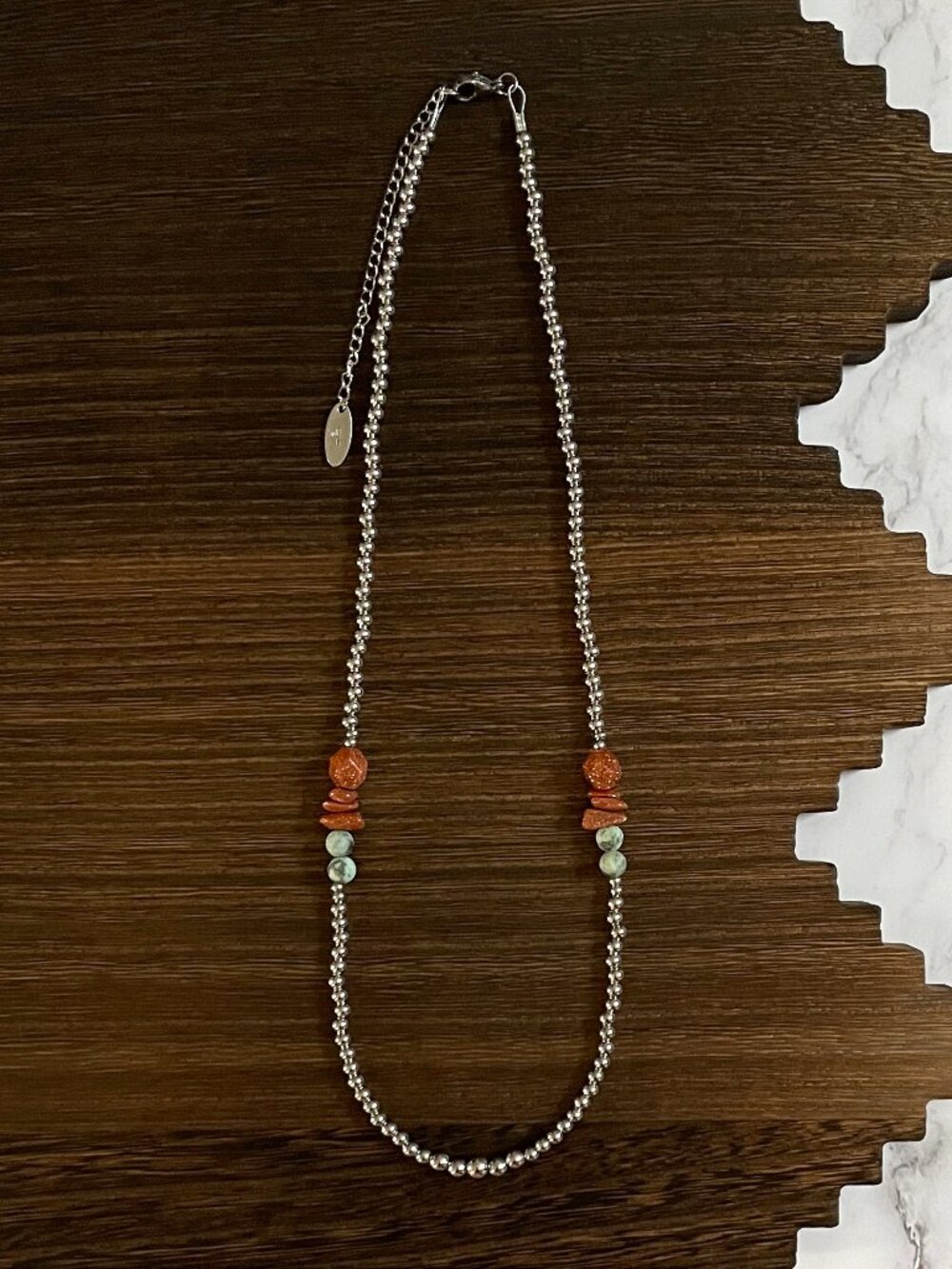 Handmade Balanced Rock Western Pearl Necklace 22 inch